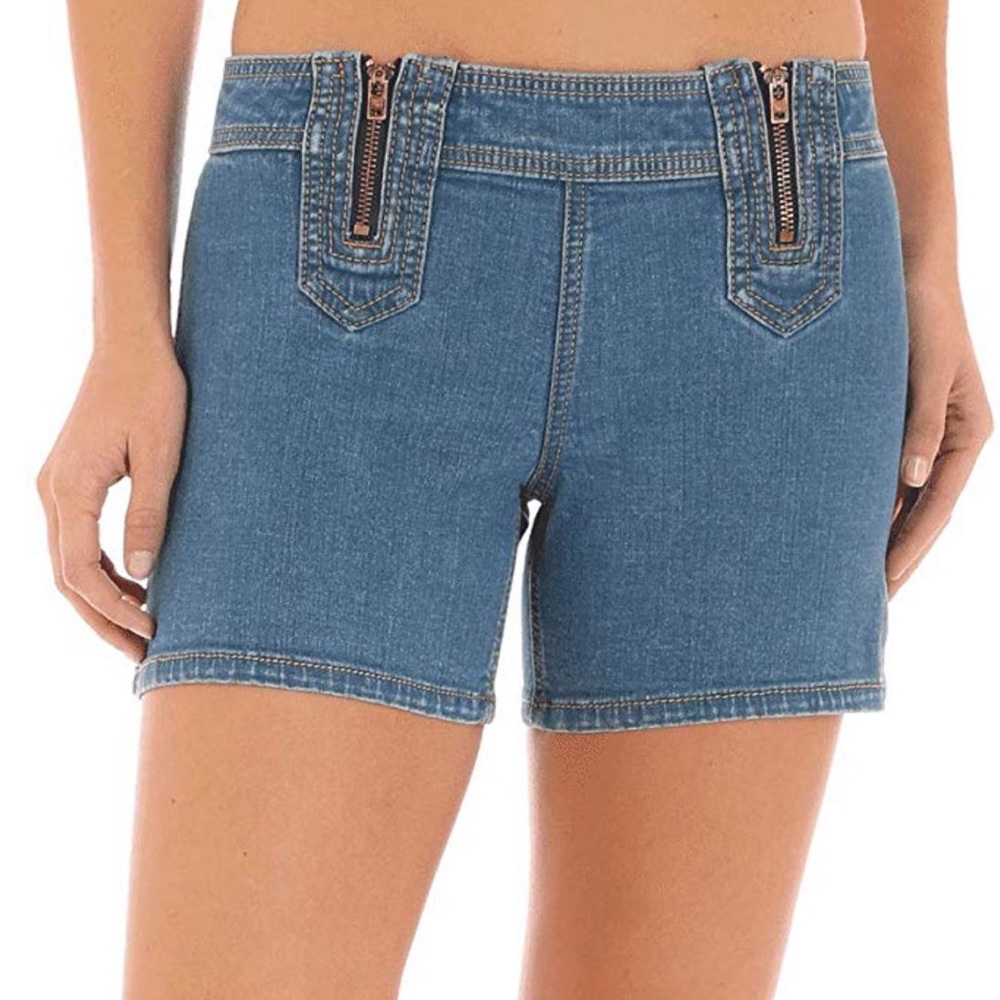 NWT Vintage Y2K Wrangler Double Front Zipper Mid Rise Retro Short Jean Short